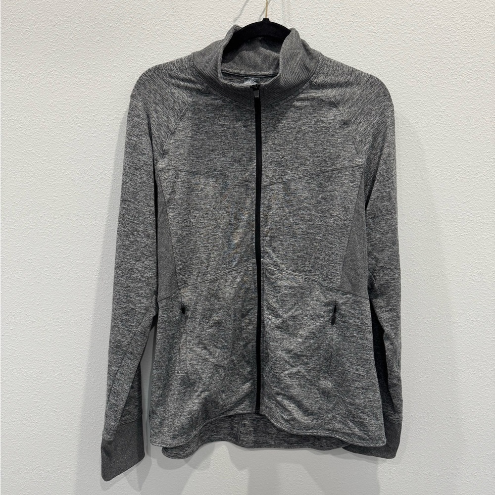 Champion Women's Heather Gray Full-Zip Stretchy Jacket Activewear Layer Size XL